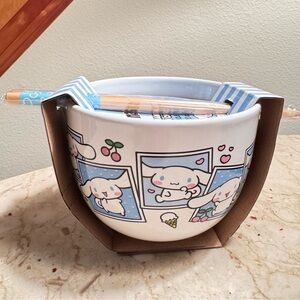CINNAMAROLL RAMEN BOWL W CHOPSTICKS NWT hello Kitty and friends sanrio